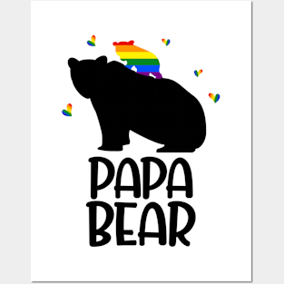 LGBT Dad Papa Bear Fathers Gift Rainbow Posters and Art